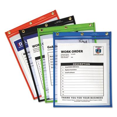 View larger image of Heavy-Duty Super Heavyweight Plus Stitched Shop Ticket Holders, Clear/Assorted, 9 X 12, 20/Box