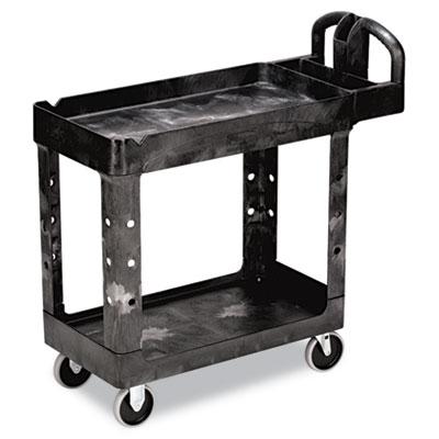 View larger image of BRUTE Heavy-Duty Utility Cart with Lipped Shelves, Plastic, 2 Shelves, 500 lb Capacity, 17.13" x 38.5" x 38.88", Black