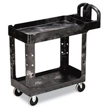 BRUTE Heavy-Duty Utility Cart with Lipped Shelves, Plastic, 2 Shelves, 500 lb Capacity, 17.13" x 38.5" x 38.88", Black