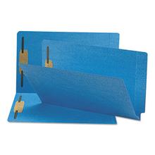 Heavyweight Colored End Tab Fastener Folders, 0.75" Expansion, 2 Fasteners, Legal Size, Blue Exterior, 50/Box