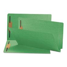 Heavyweight Colored End Tab Fastener Folders, 0.75" Expansion, 2 Fasteners, Legal Size, Green Exterior, 50/Box
