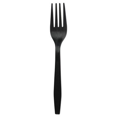 View larger image of Heavyweight Polypropylene Cutlery, Fork, Black, 1000/Carton