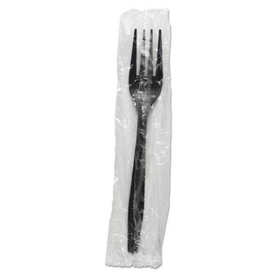 View larger image of Heavyweight Wrapped Polypropylene Cutlery, Fork, Black, 1,000/carton