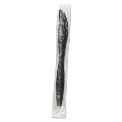 View larger image of Heavyweight Wrapped Polypropylene Cutlery, Knife, Black, 1,000/Carton