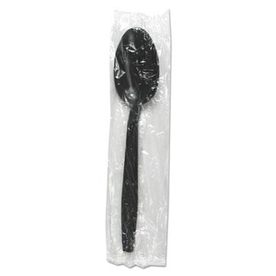 View larger image of Heavyweight Wrapped Polypropylene Cutlery, Teaspoon, Black, 1,000/carton