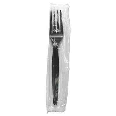 View larger image of Heavyweight Wrapped Polystyrene Cutlery, Fork, Black, 1,000/Carton