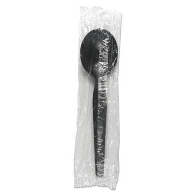 View larger image of Heavyweight Wrapped Polystyrene Cutlery, Soup Spoon, Black, 1,000/carton
