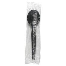 Heavyweight Wrapped Polystyrene Cutlery, Soup Spoon, Black, 1,000/carton