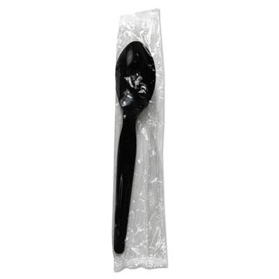 View larger image of Heavyweight Wrapped Polystyrene Cutlery, Teaspoon, Black, 1,000/Carton