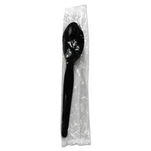 Heavyweight Wrapped Polystyrene Cutlery, Teaspoon, Black, 1,000/Carton