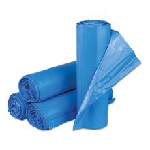 High-Density Commercial Can Liners, 33 gal, 14 mic, 30" x 43", Blue, 25 Bags/Roll, 10 Interleaved Rolls/Carton