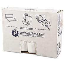 High-Density Interleaved Commercial Can Liners, 45 gal, 16 mic, 40" x 48", Clear, 25 Bags/Roll, 10 Rolls/Carton