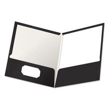 High Gloss Laminated Paperboard Folder, 100-Sheet Capacity, 11 X 8.5, Black, 25/box