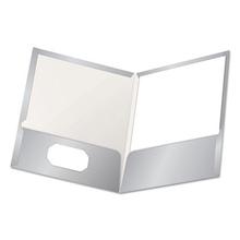 High Gloss Laminated Paperboard Folder, 100-Sheet Capacity, 11 X 8.5, Gray, 25/box