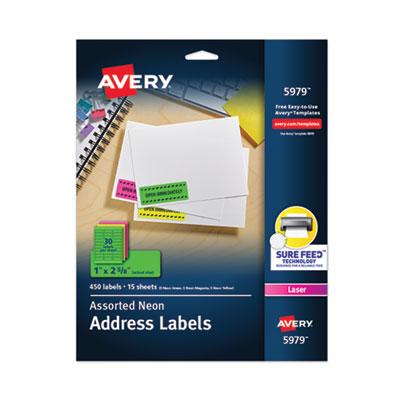 View larger image of High-Visibility Permanent Laser ID Labels, 1 x 2.63, Asst. Neon, 450/Pack