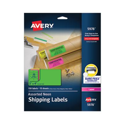 View larger image of High-Visibility Permanent Laser ID Labels, 2 x 4, Asst. Neon, 150/Pack