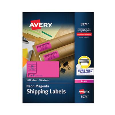 View larger image of High-Visibility Permanent Laser ID Labels, 2 x 4, Neon Magenta, 1000/Box