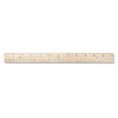 View larger image of Hole Punched Wood Ruler English and Metric With Metal Edge, 12"
