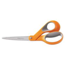 Home and Office Scissors, 8" Long, 3.5" Cut Length, Orange/Gray Offset Handle