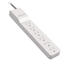 Home/Office Surge Protector w/Rotating Plug, 6 Outlets, 8 ft Cord, 720J, White