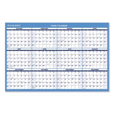 View larger image of Horizontal Reversible/Erasable Wall Planner, 36 x 24, White/Blue Sheets, 12-Month (Jan to Dec): 2024