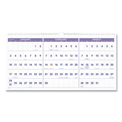 View larger image of Deluxe Three-Month Reference Wall Calendar, Horizontal Orientation, 24 x 12, White Sheets, 15-Month (Dec-Feb): 2023 to 2025