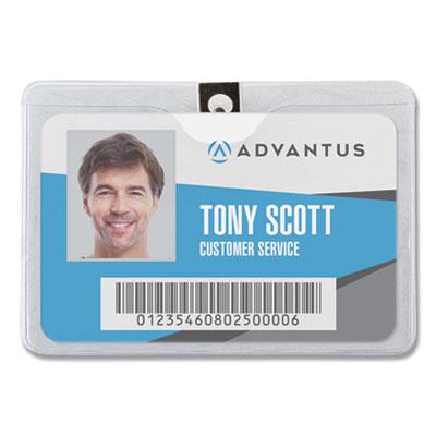 View larger image of ID Badge Holders with Clip, Horizontal, Clear 4.13" x 3.38" Holder, 3.75" x 2.75" Insert, 50/Pack