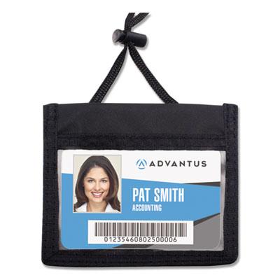 View larger image of ID Badge Holder w/Convention Neck Pouch, Horizontal, 4 x 2 1/4, Black, 12/Pack