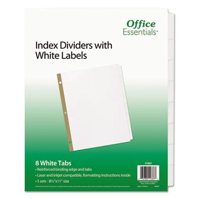 View larger image of Index Dividers with White Labels, 8-Tab, 11 x 8.5, White, 5 Sets