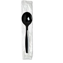 Individually Wrapped Heavyweight Soup Spoons, Polystyrene, Black, 1,000/carton