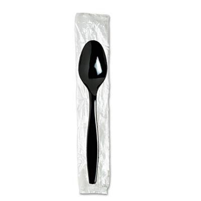 View larger image of Individually Wrapped Heavyweight Teaspoons, Polystyrene, Black 1,000/carton