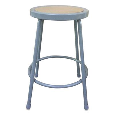View larger image of Industrial Metal Shop Stool, 24" Seat Height, Supports up to 300 lbs, Brown Seat/Gray Back, Gray Base