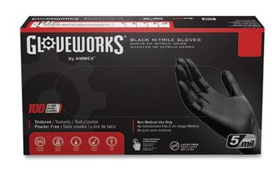 View larger image of Industrial Nitrile Gloves, Powder-Free, 5 mil, Small, Black 100 Gloves/Box, 10 Boxes/Carton