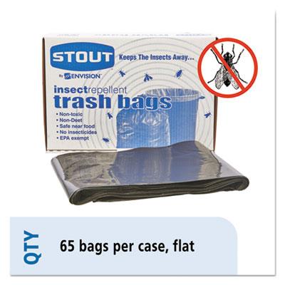 View larger image of Insect-Repellent Trash Bags, 55 gal, 2 mil, 37" x 52", Black, 65/Box
