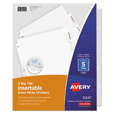 View larger image of Insertable Big Tab Dividers, 5-Tab, Single-Sided Copper Edge Reinforcing, 11.13 x 9.25, White, Clear Tabs, 1 Set