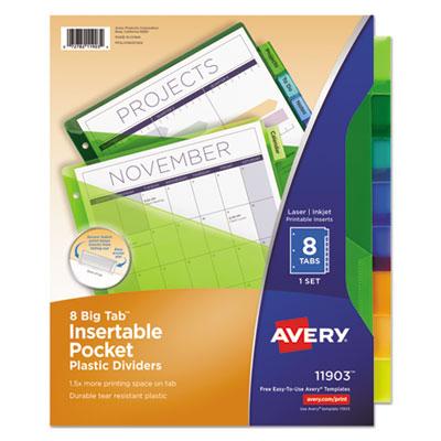 View larger image of Insertable Big Tab Plastic 1-Pocket Dividers, 8-Tab, 11.13 x 9.25, Assorted, 1 Set