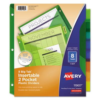 View larger image of Insertable Big Tab Plastic 2-Pocket Dividers, 8-Tab, 11.13 x 9.25, Assorted, 1 Set