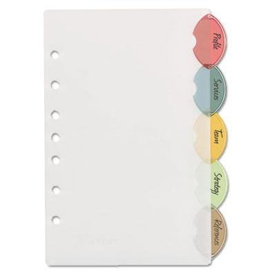 View larger image of Insertable Style Edge Tab Plastic Dividers, 7-Hole Punched, 5-Tab, 8.5 x 5.5, Translucent, 1 Set