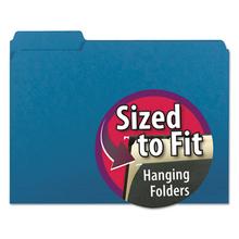 Interior File Folders, 1/3-Cut Tabs, Letter Size, Sky Blue, 100/Box
