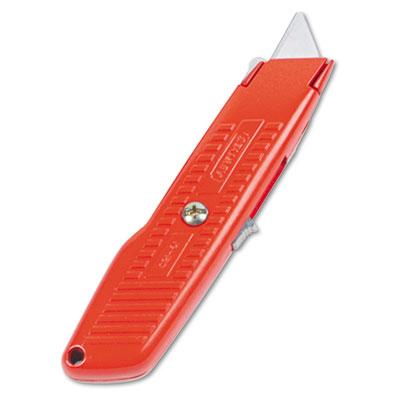 View larger image of Interlock Safety Utility Knife with Self-Retracting Round Point Blade, 5.63" Metal Handle, Red Orange
