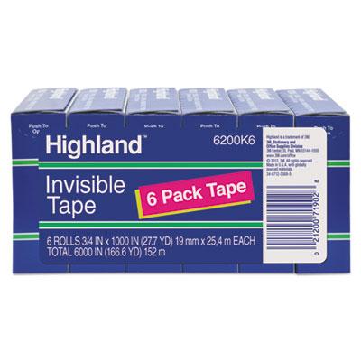 View larger image of Invisible Permanent Mending Tape, 1" Core, 0.75" x 83.33 ft, Clear, 6/Pack