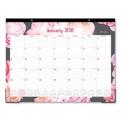 View larger image of Joselyn Desk Pad, Rose Artwork, 22 x 17, White/Pink/Peach Sheets, Black Binding, Clear Corners, 12-Month (Jan-Dec): 2024