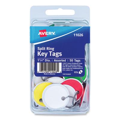 View larger image of Key Tags with Split Ring, 1.25" dia, Assorted Colors, 50/Pack