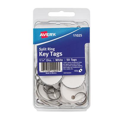 View larger image of Key Tags with Split Ring, 1.25" dia, White, 50/Pack