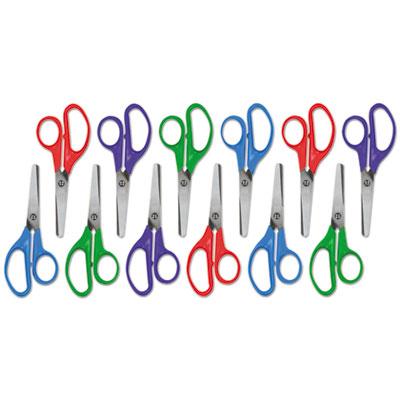 View larger image of Kids' Scissors, Rounded Tip, 5" Long, 1.75" Cut Length, Assorted Straight Handles, 12/Pack