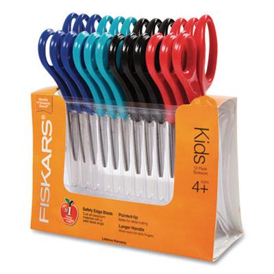 View larger image of Kids/Student Scissors, Pointed Tip, 5" Long, 1.75" Cut Length, Assorted Straight Handles, 12/Pack