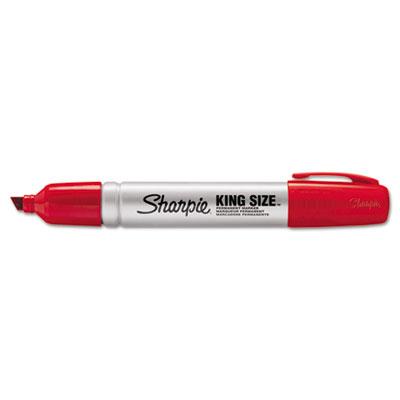 View larger image of King Size Permanent Marker, Broad Chisel Tip, Red, Dozen