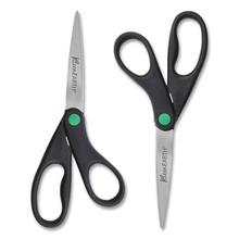 KleenEarth Scissors, 8" Long, 3.25" Cut Length, Black Straight Handles, 2/Pack