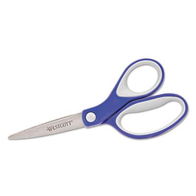 View larger image of KleenEarth Soft Handle Scissors, Pointed Tip, 7" Long, 2.25" Cut Length, Blue/Gray Straight Handle