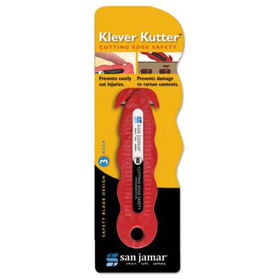View larger image of Klever Kutter Safety Cutter, 3 Razor Blades, 1" Blade, 4" Plastic Handle, Red